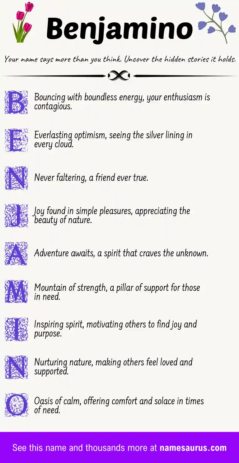 Acrostic poem about Benjamino.
