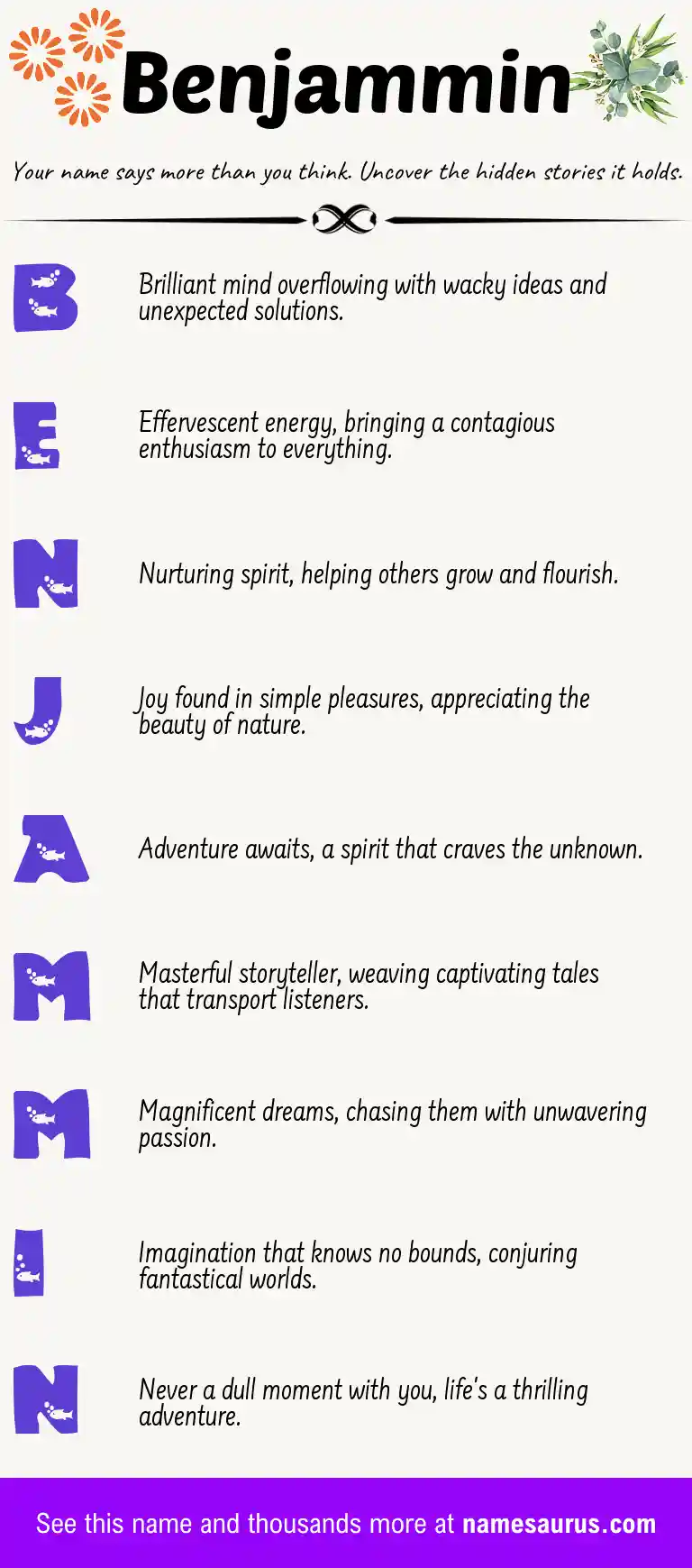 Acrostic poem about Benjammin.
