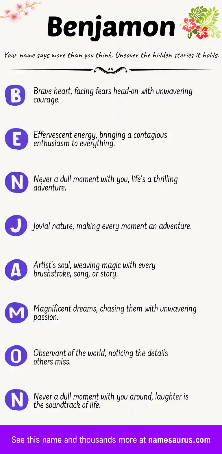 Acrostic poem about Benjamon.
