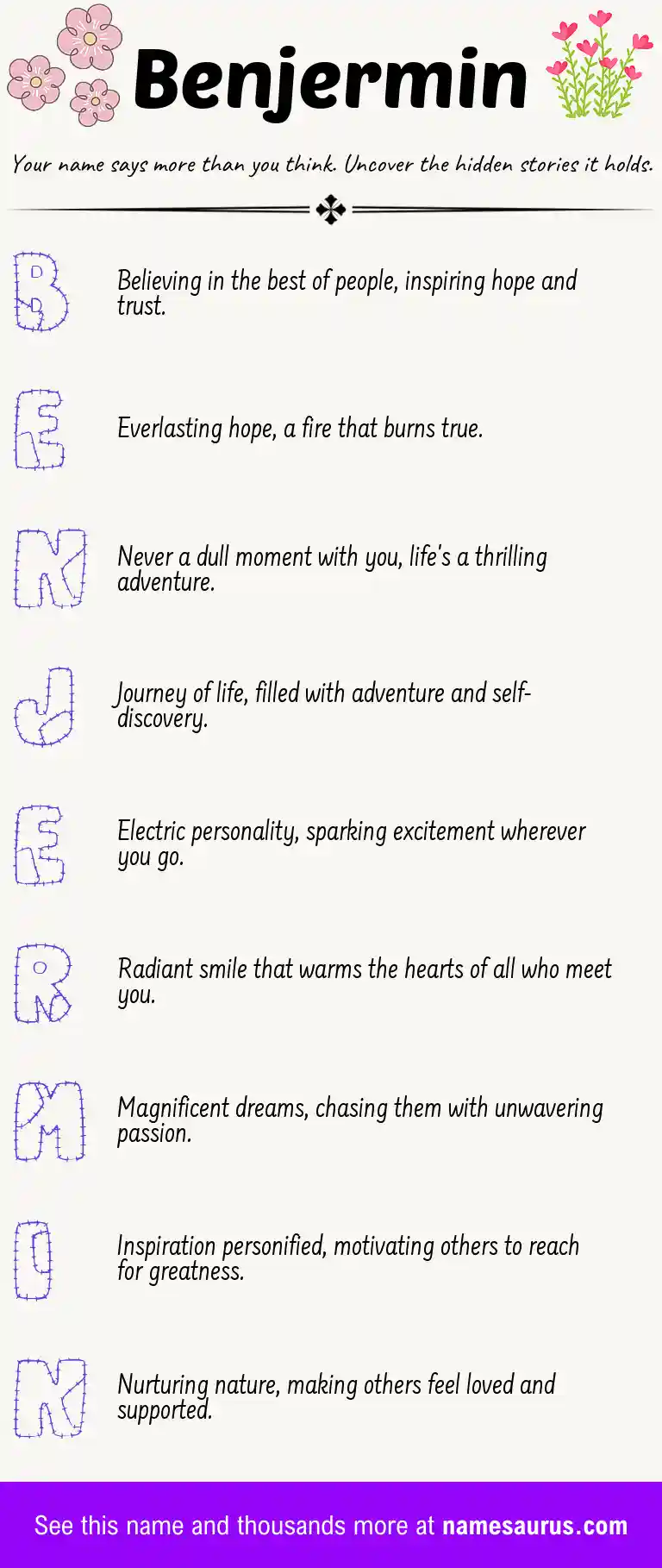 Acrostic poem about Benjermin.