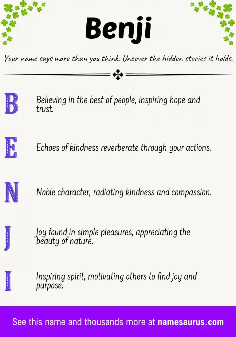 Acrostic poem about Benji.