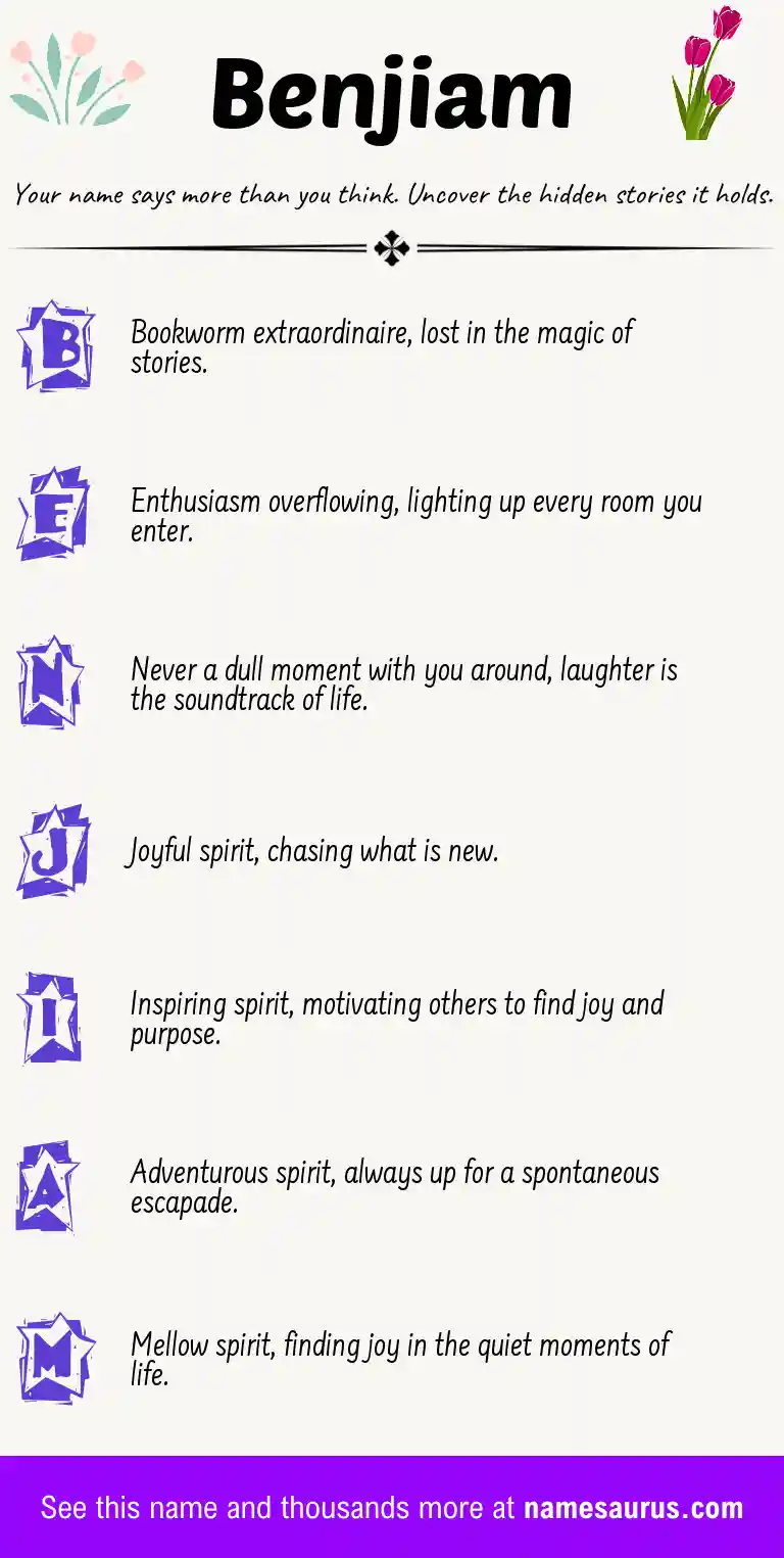 Acrostic poem about Benjiam.