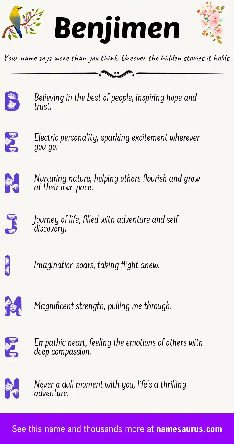 Acrostic poem about Benjimen.