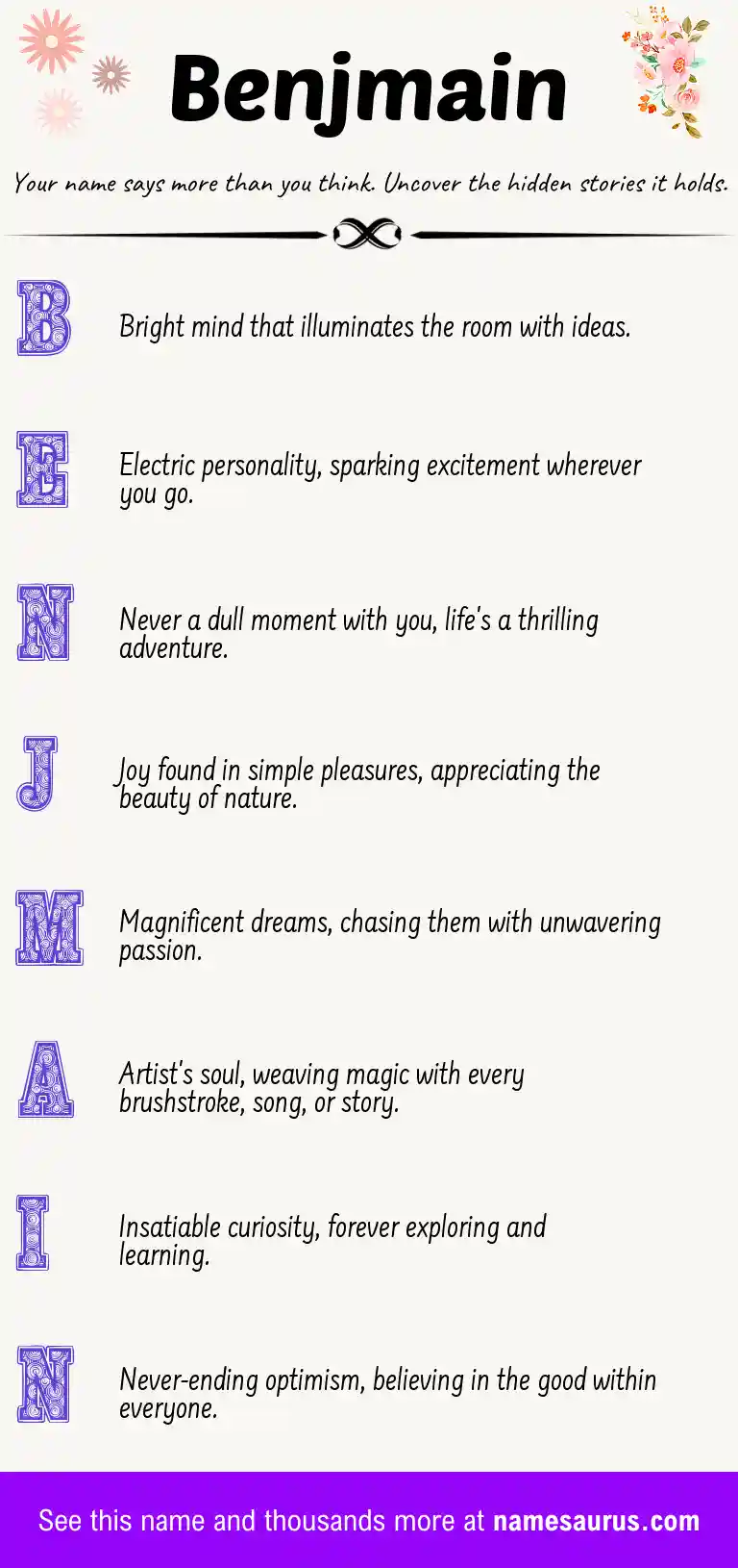 Acrostic poem about Benjmain.
