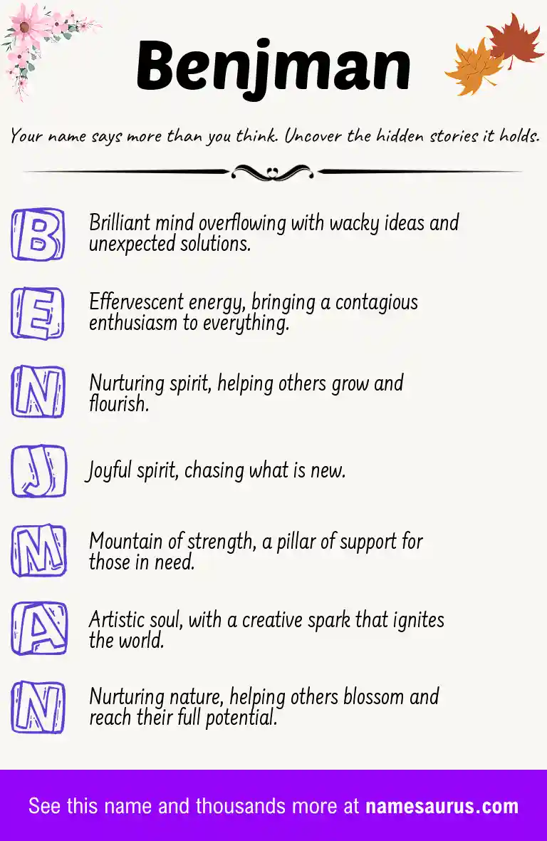 Acrostic poem about Benjman.