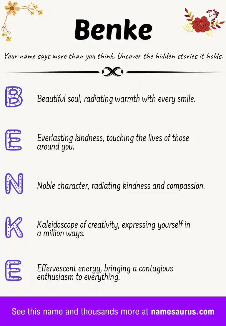 Acrostic poem about Benke.