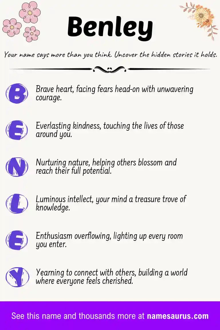 Acrostic poem about Benley.