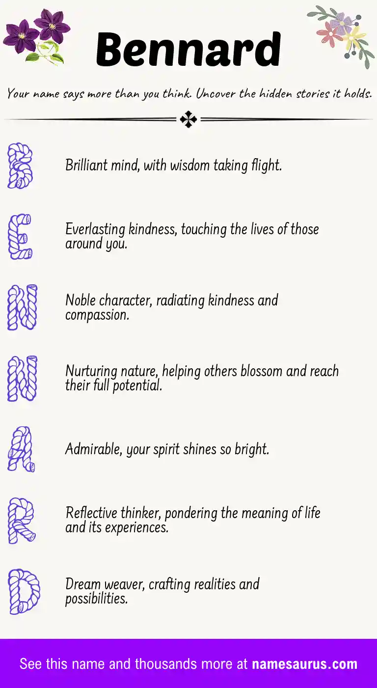 Acrostic poem about Bennard.