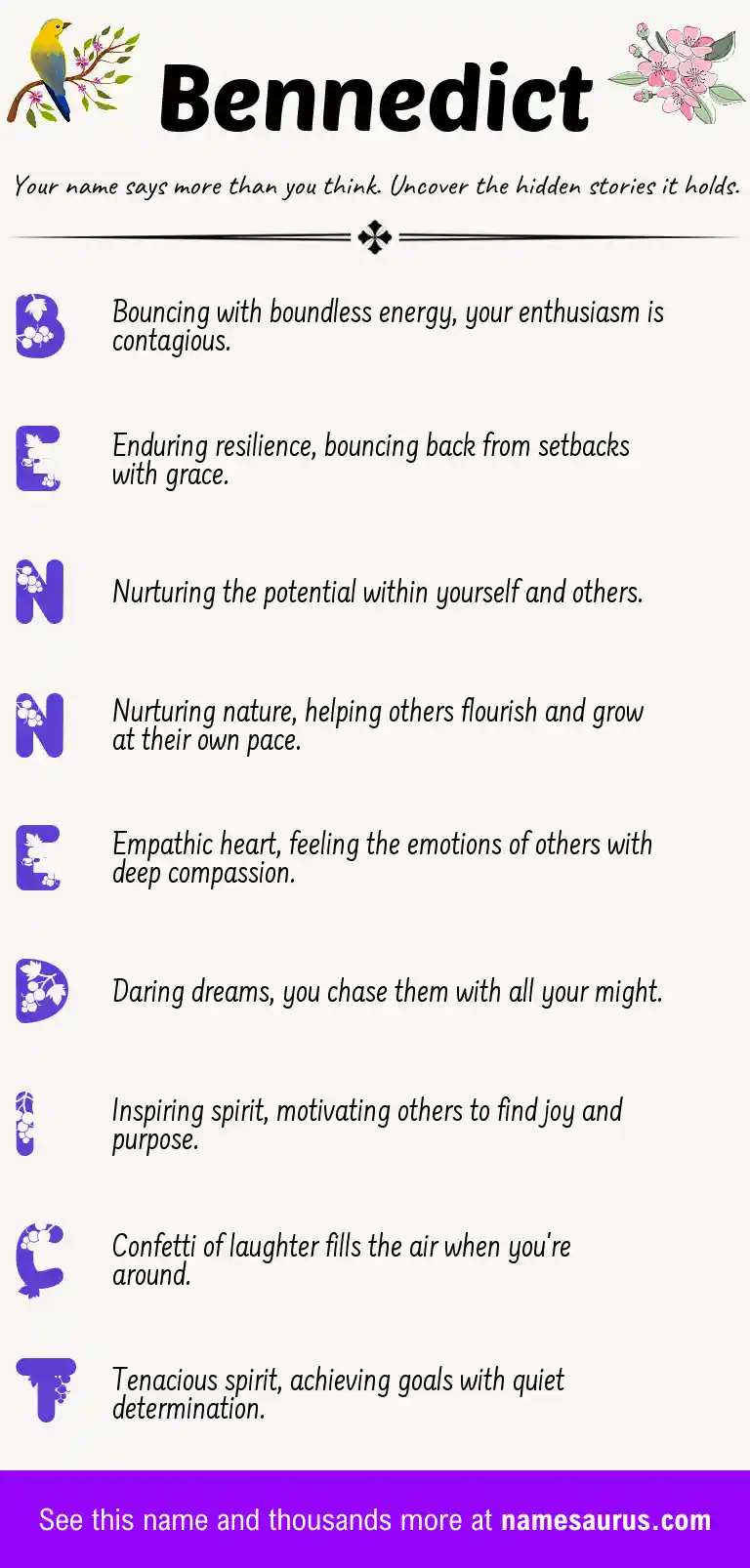 Acrostic poem about Bennedict.