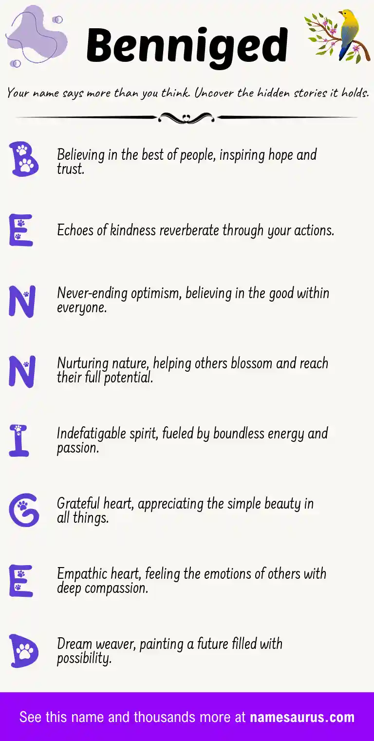 Acrostic poem about Benniged.