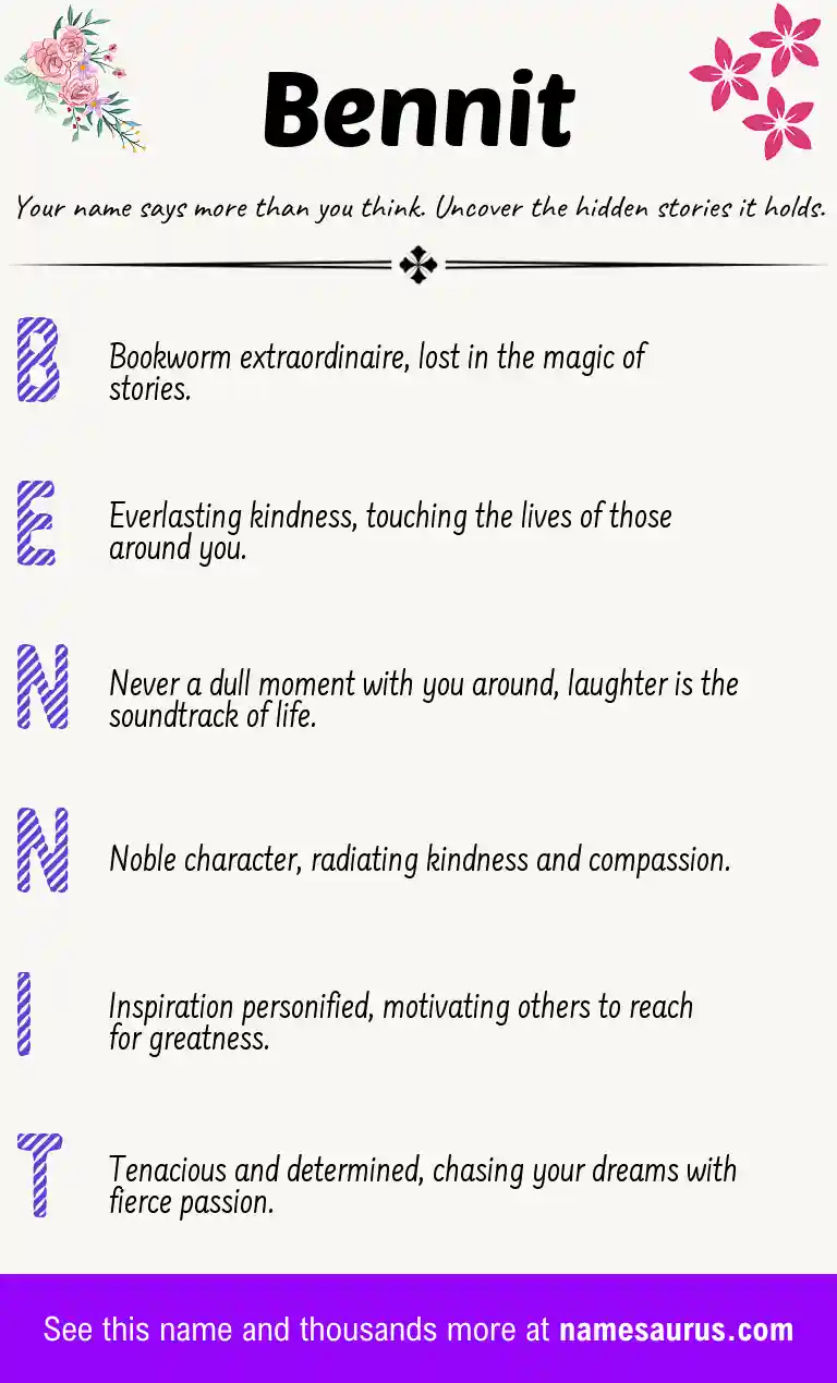 Acrostic poem about Bennit.