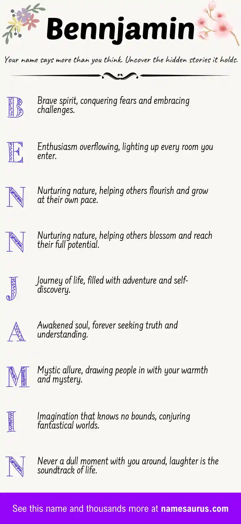 Acrostic poem about Bennjamin.