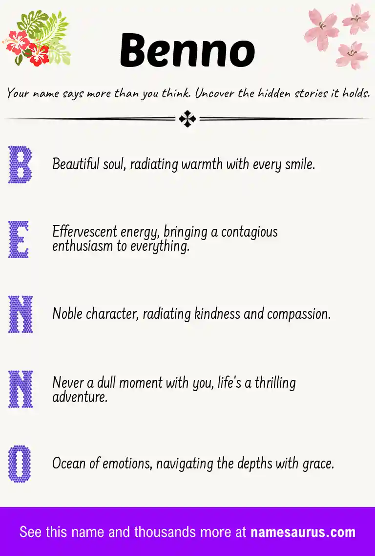 Acrostic poem about Benno.