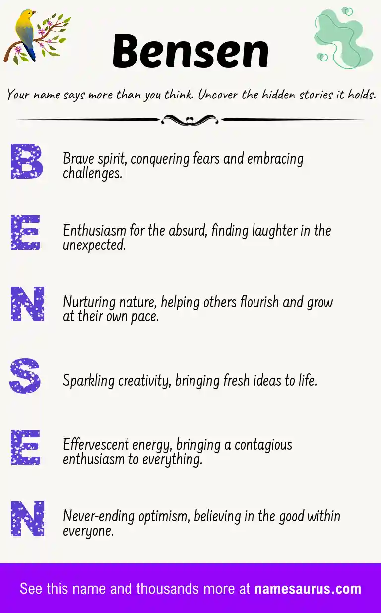 Acrostic poem about Bensen.