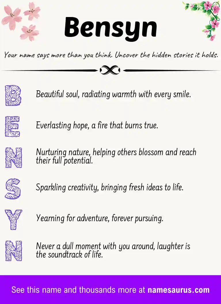 Acrostic poem about Bensyn.