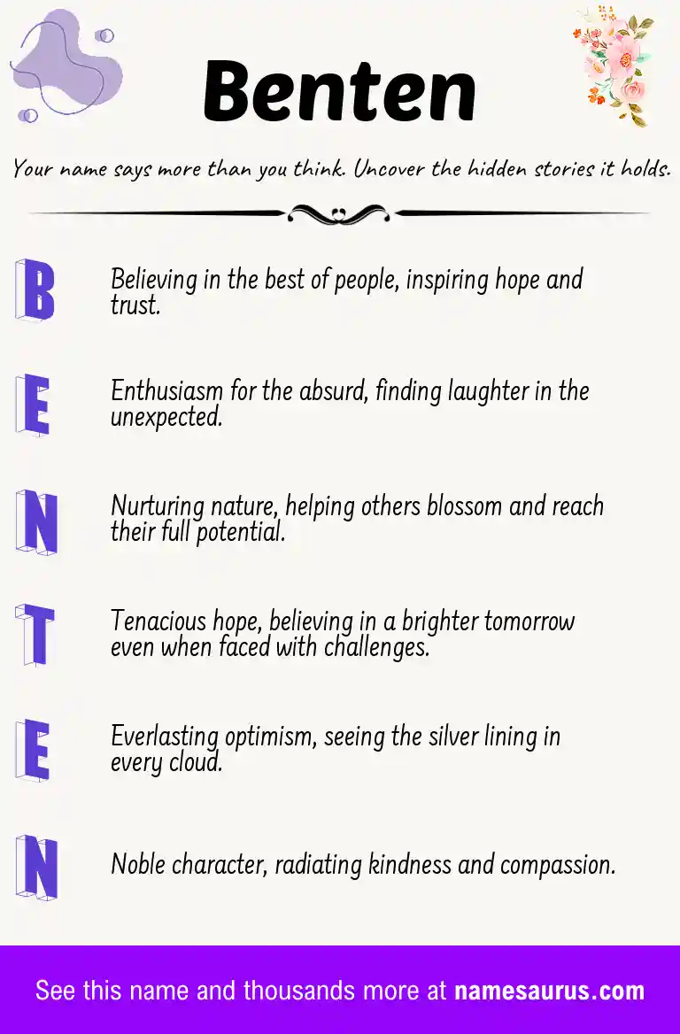 Acrostic poem about Benten.