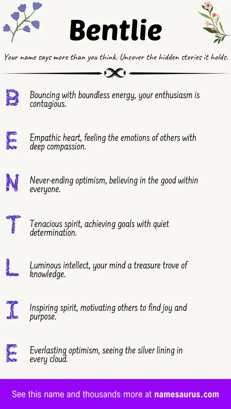 Acrostic poem about Bentlie.