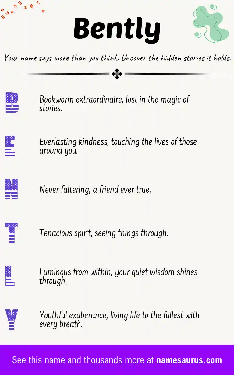 Acrostic poem about Bently.
