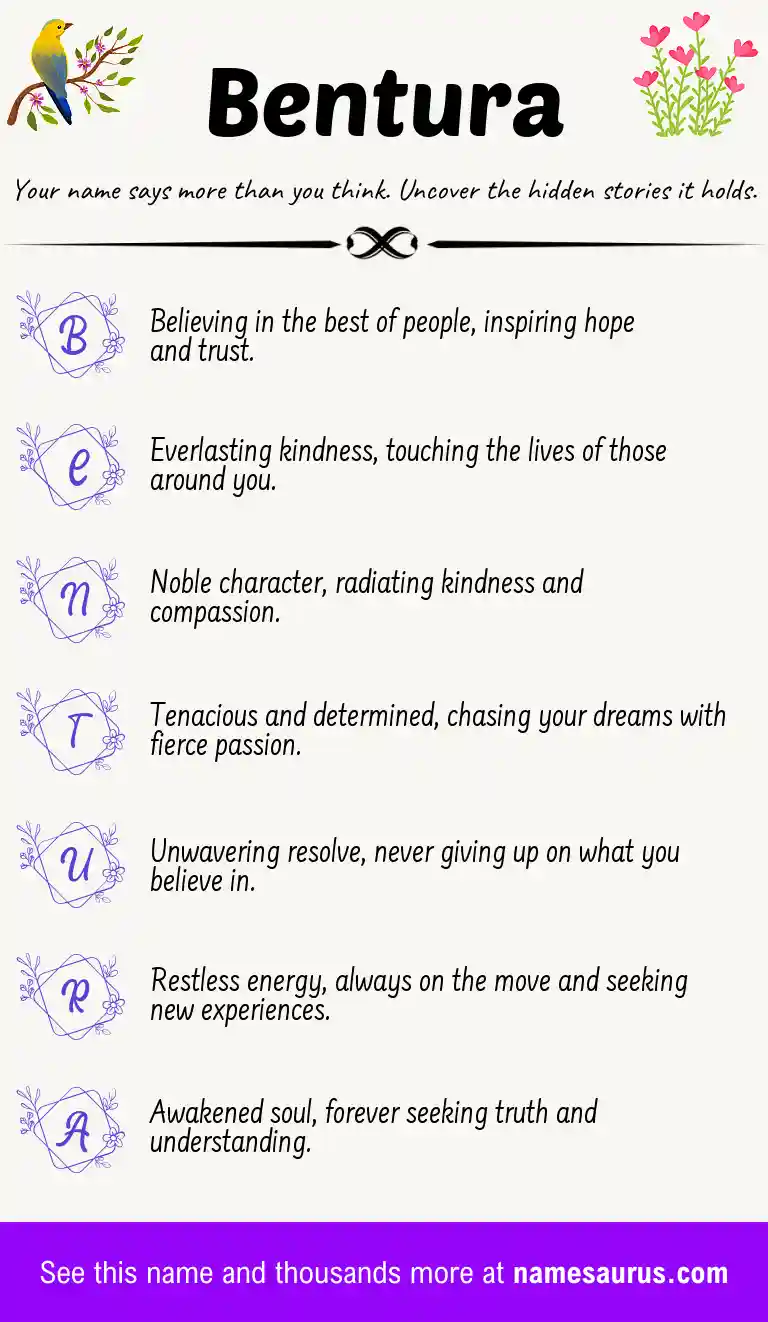 Acrostic poem about Bentura.