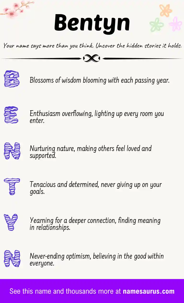 Acrostic poem about Bentyn.