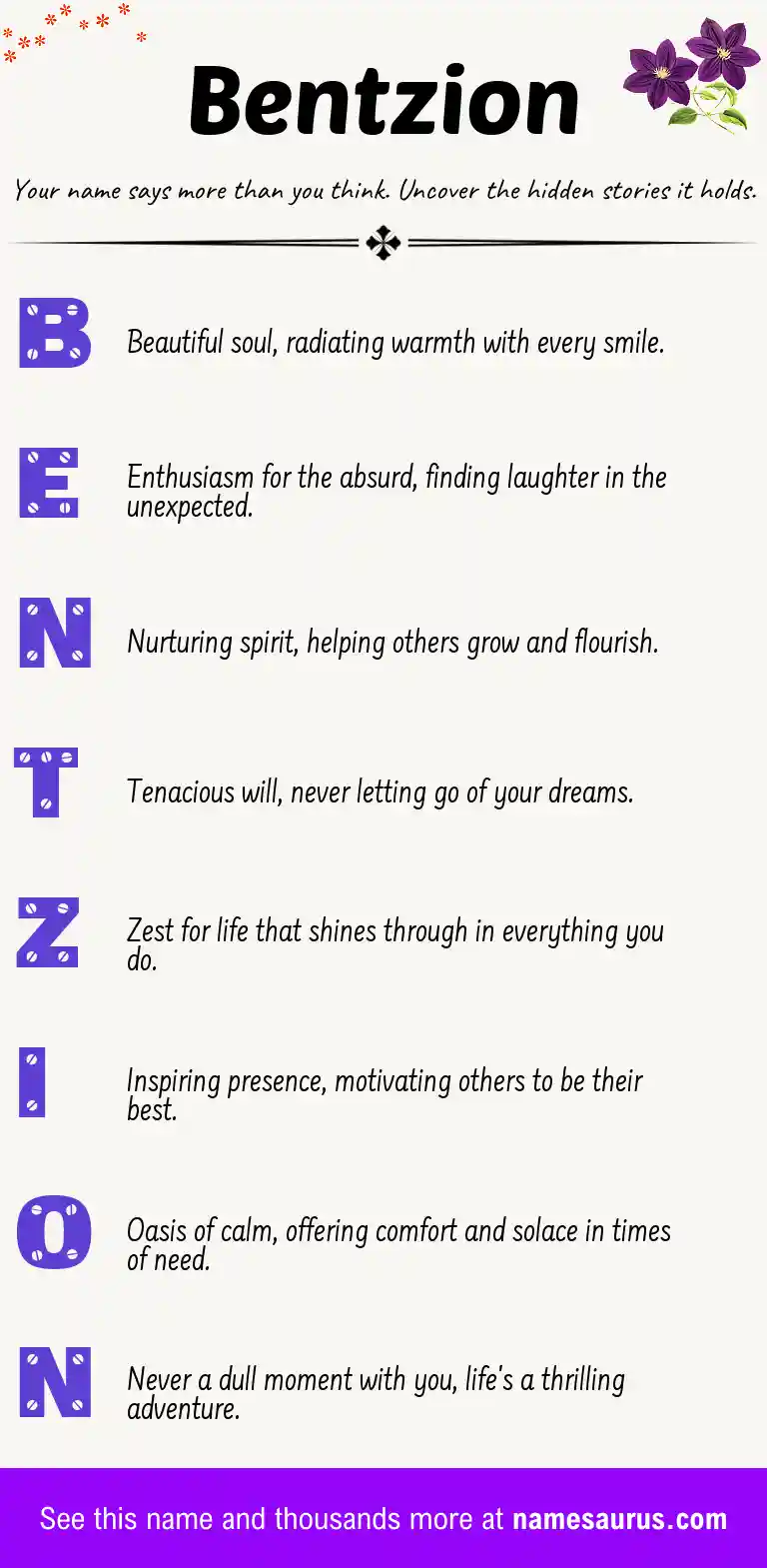 Acrostic poem about Bentzion.