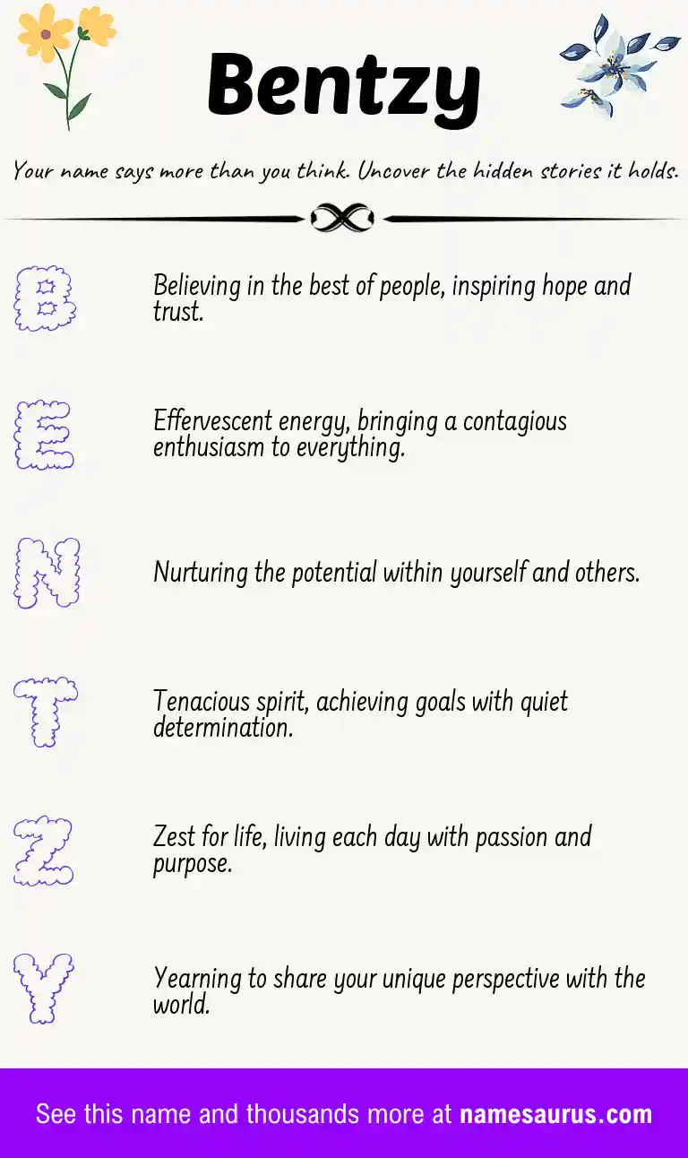 Acrostic poem about Bentzy.