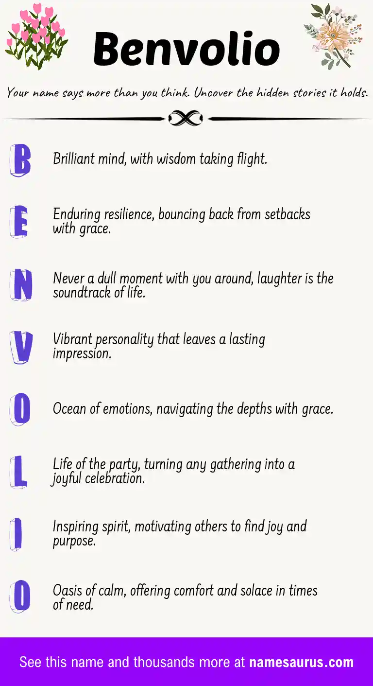 Acrostic poem about Benvolio.