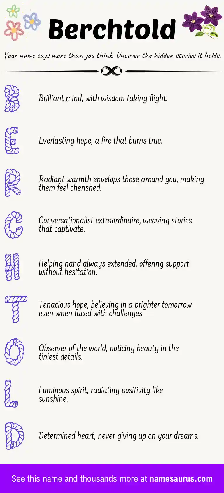 Acrostic poem about Berchtold.