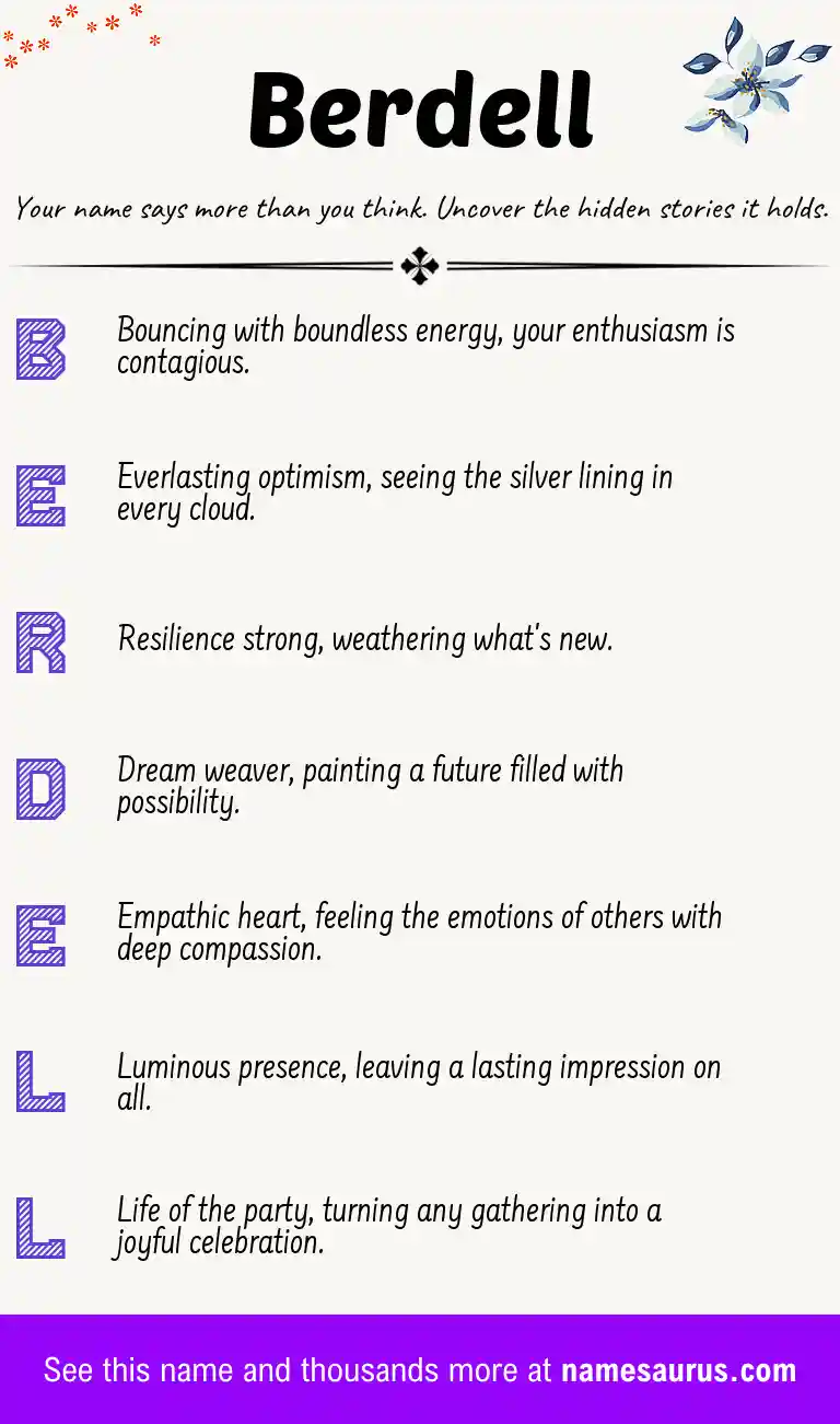 Acrostic poem about Berdell.
