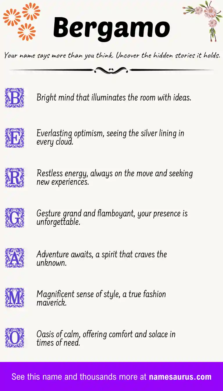 Acrostic poem about Bergamo.