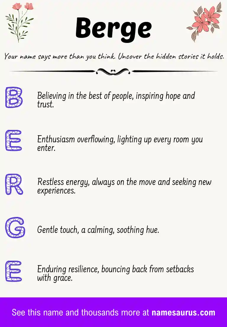Acrostic poem about Berge.