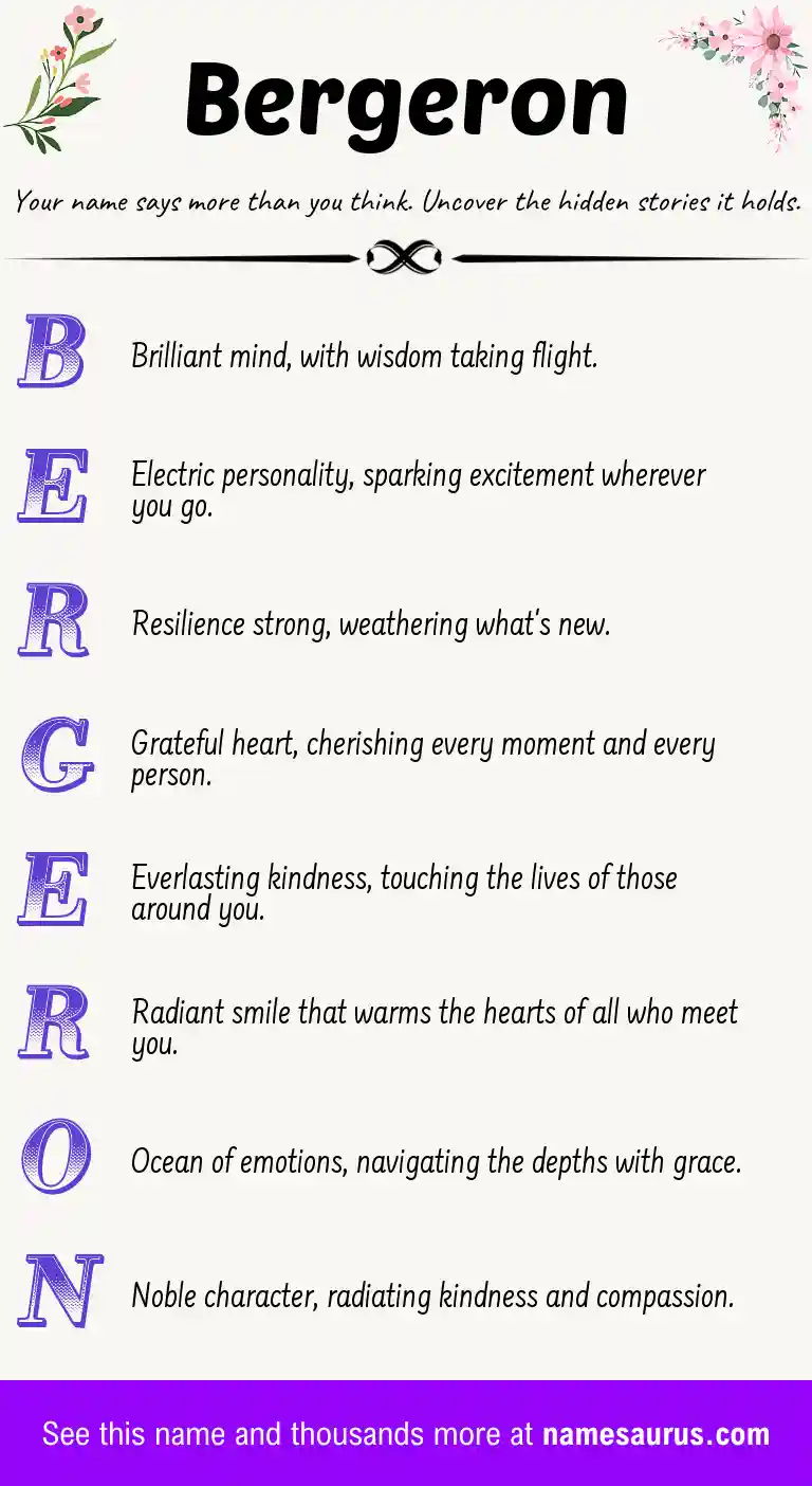 Acrostic poem about Bergeron.