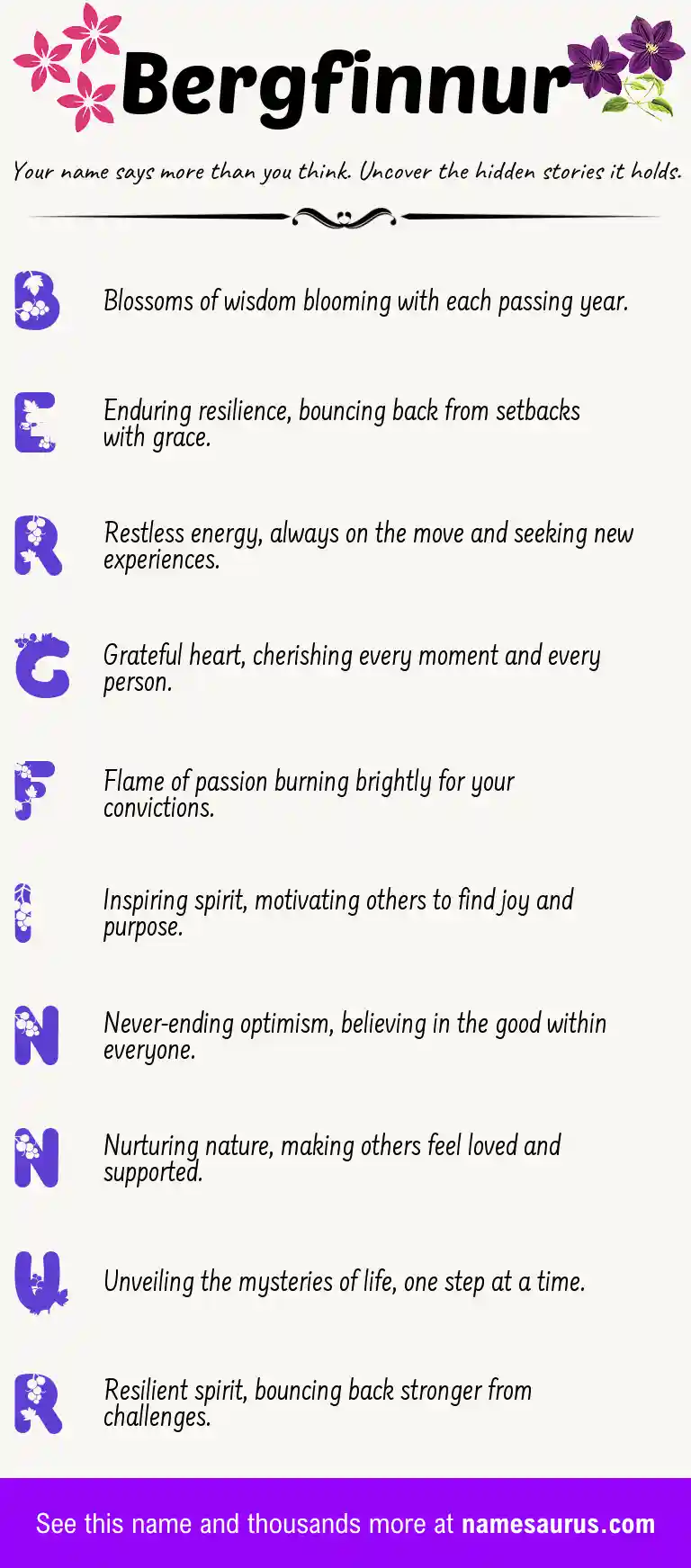 Acrostic poem about Bergfinnur.