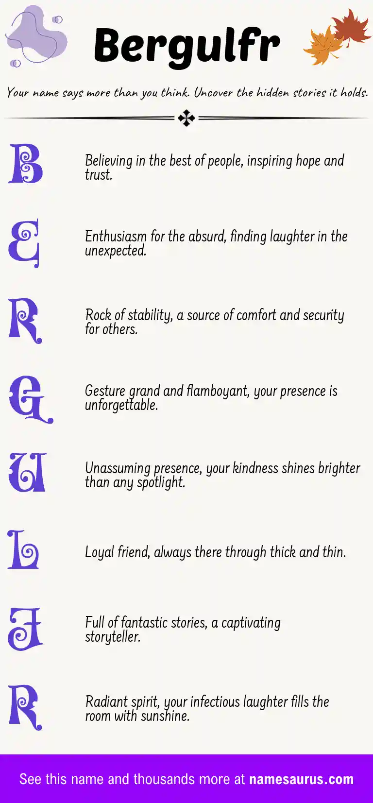 Acrostic poem about Bergulfr.