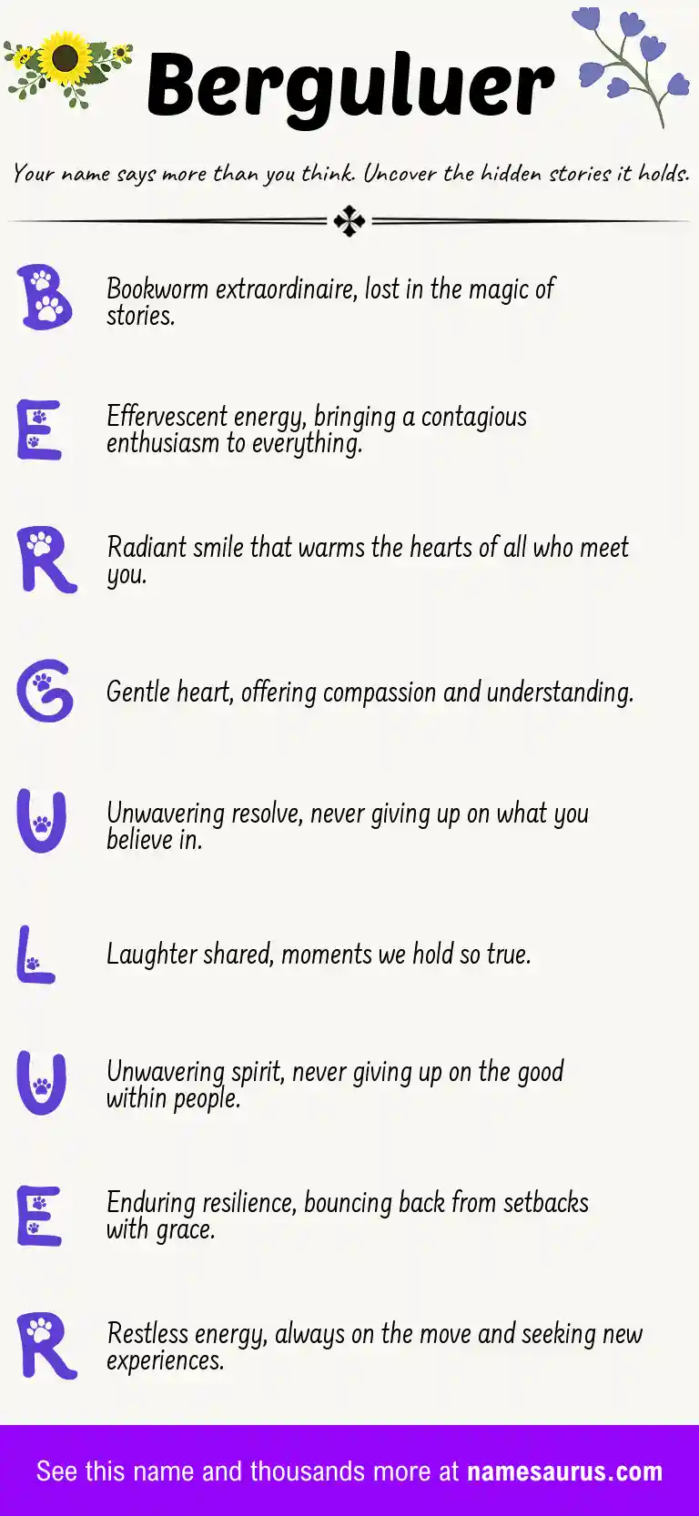 Acrostic poem about Berguluer.