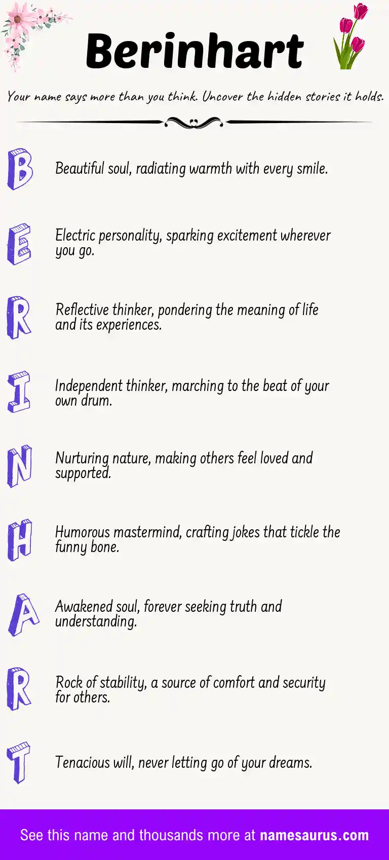 Acrostic poem about Berinhart.