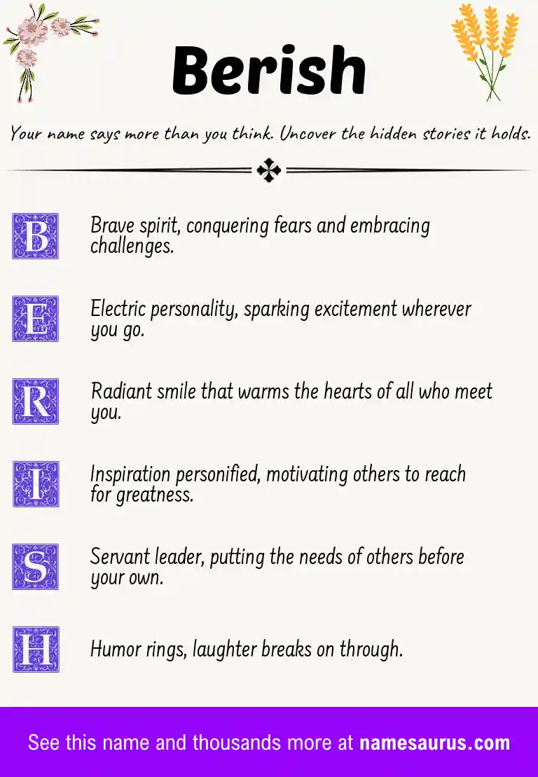 Acrostic poem about Berish.
