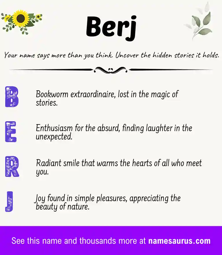 Acrostic poem about Berj.
