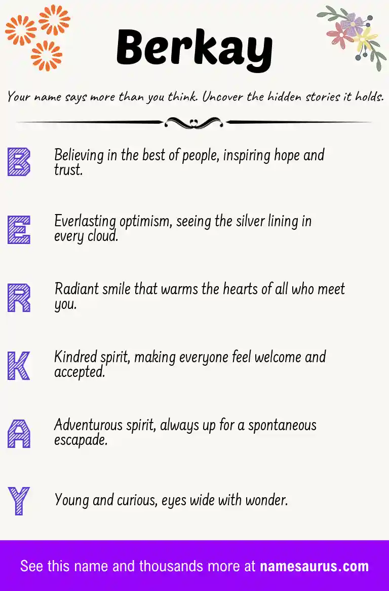 Acrostic poem about Berkay.