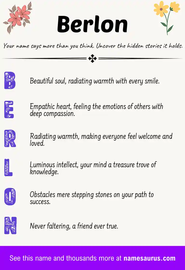 Acrostic poem about Berlon.