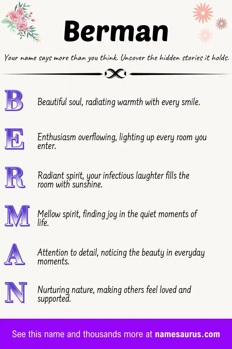 Acrostic poem about Berman.