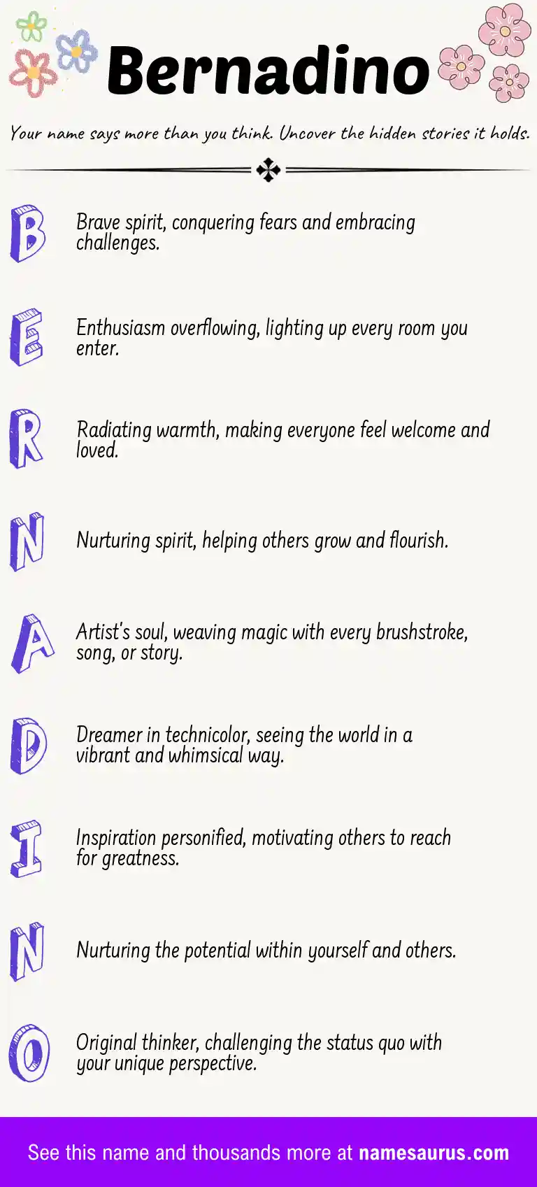 Acrostic poem about Bernadino.