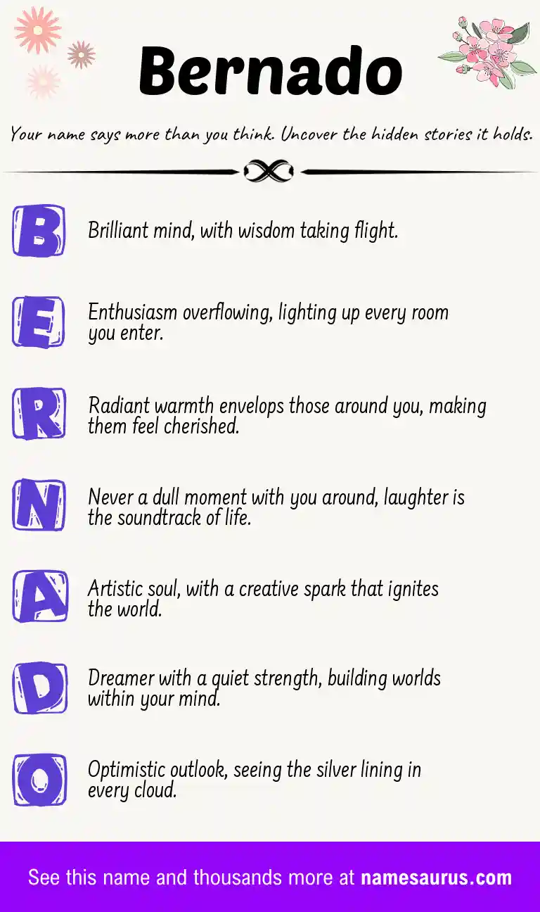 Acrostic poem about Bernado.