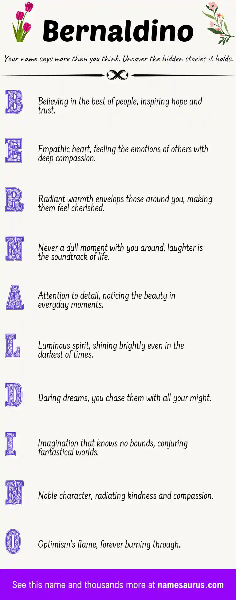 Acrostic poem about Bernaldino.