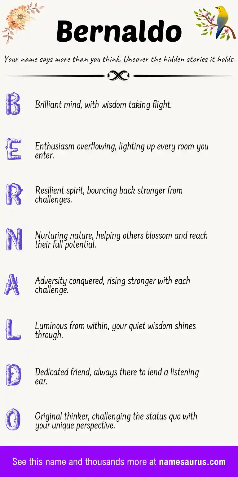 Acrostic poem about Bernaldo.