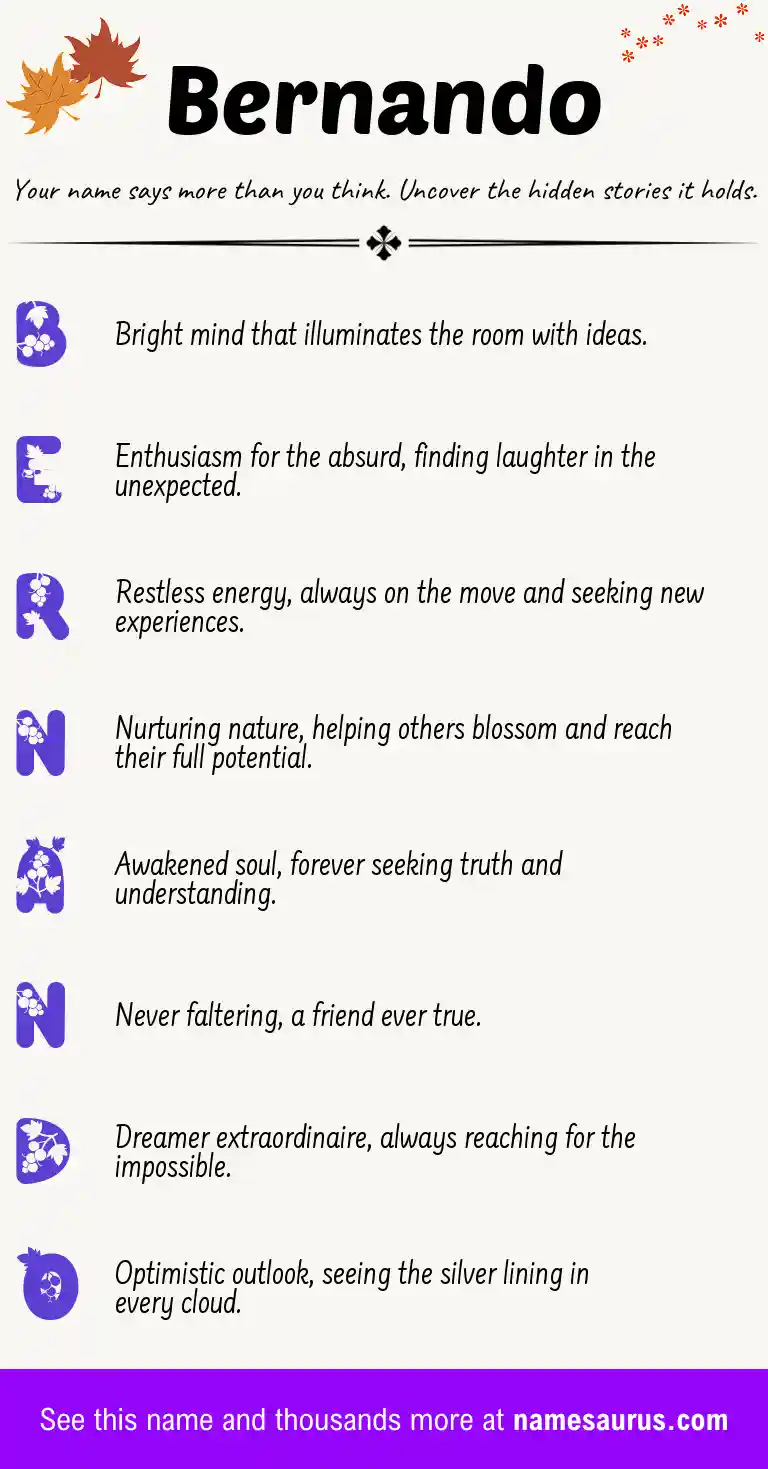 Acrostic poem about Bernando.
