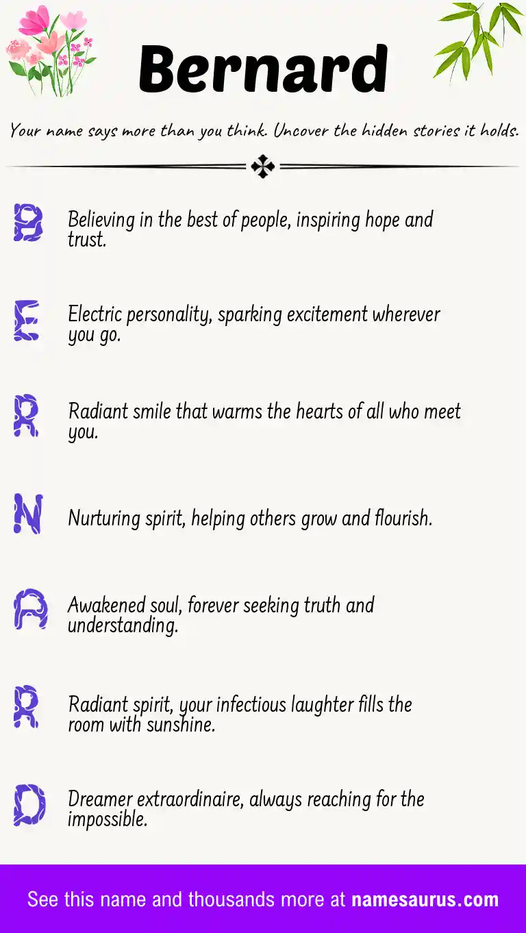 Acrostic poem about Bernard.