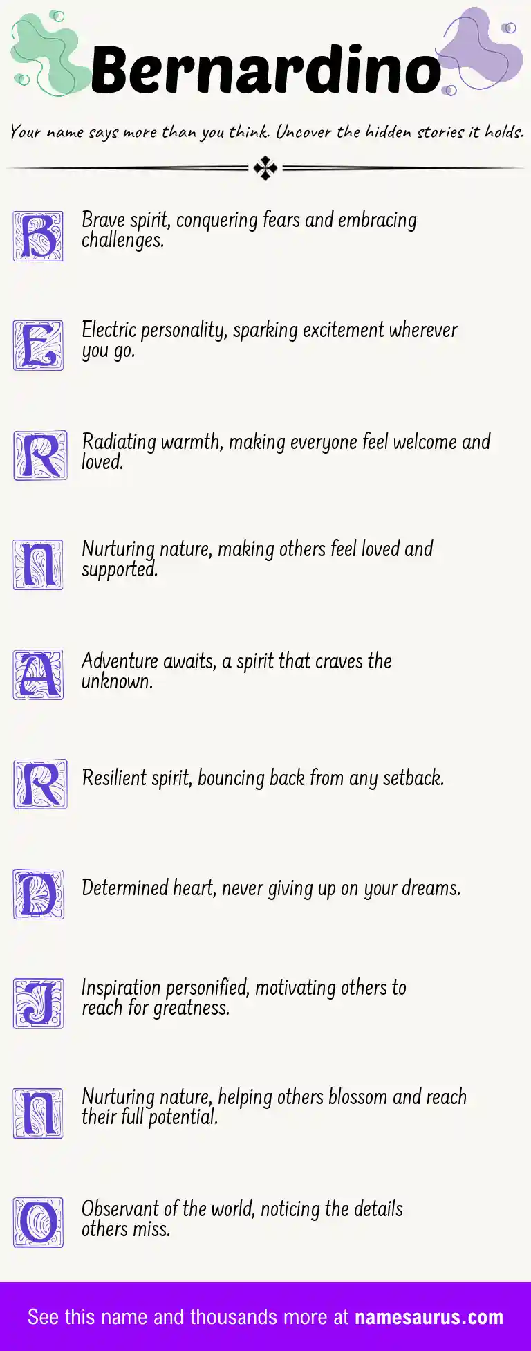 Acrostic poem about Bernardino.