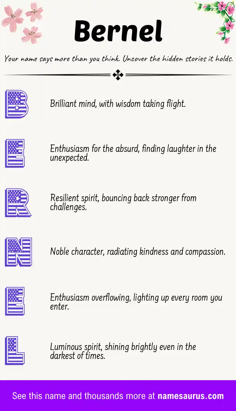 Acrostic poem about Bernel.