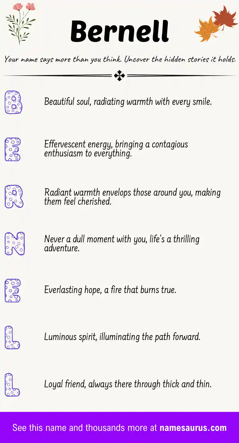 Acrostic poem about Bernell.